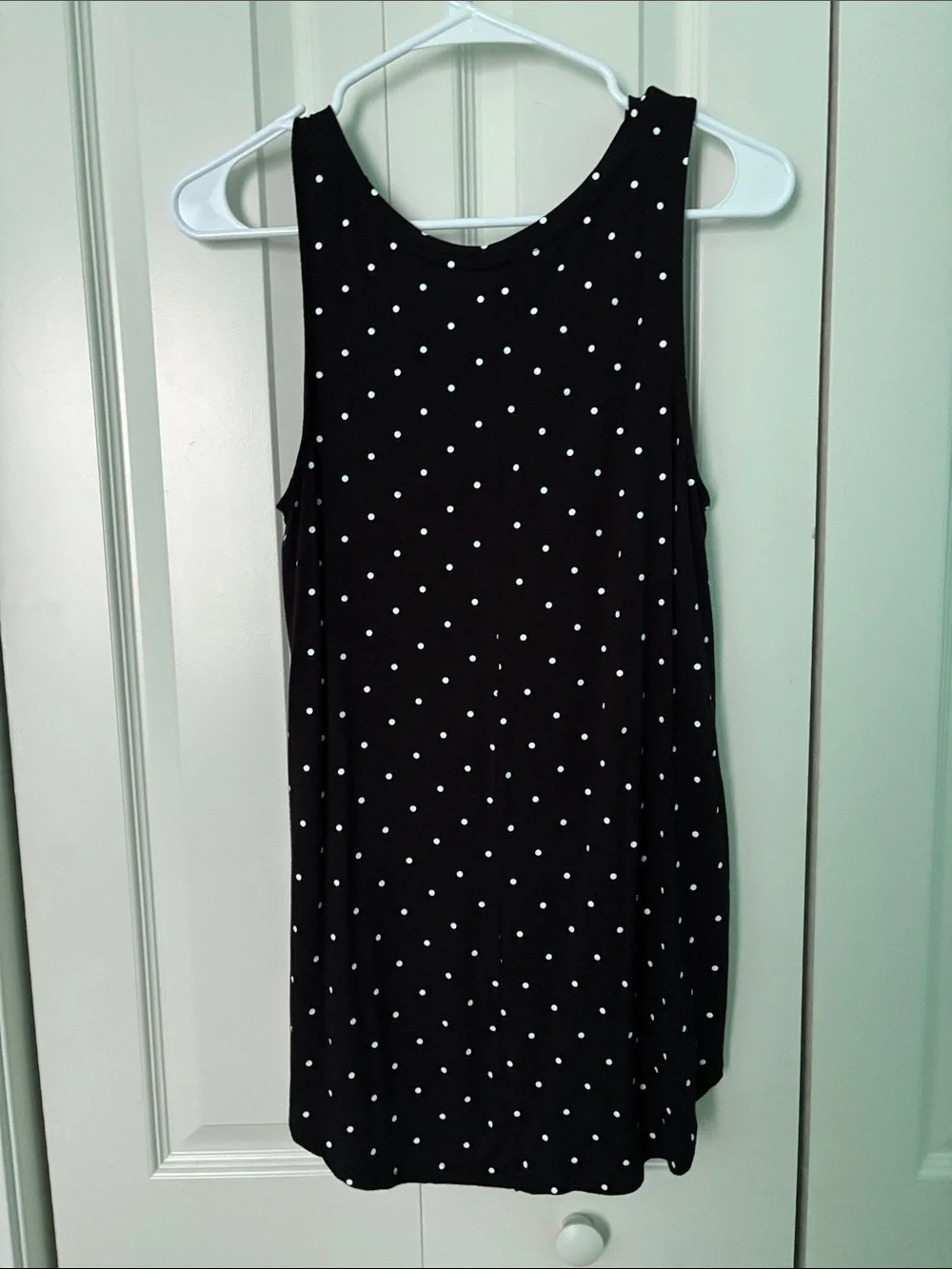 Old Navy Black Tank Top with White Polka Dot. Apt 9 Green and Beige Top. Both M